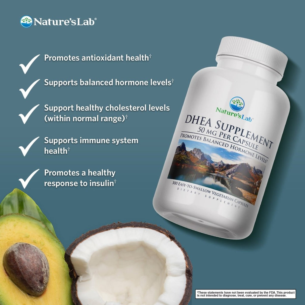 Nature's Lab DHEA Supplement 50 mg - 300 Capsules