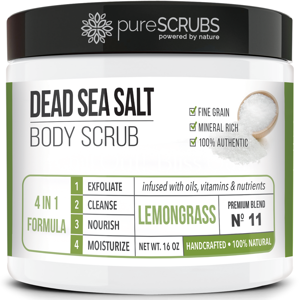 Lemongrass Body Scrub / Dead Sea Salt / Premium Blend #11