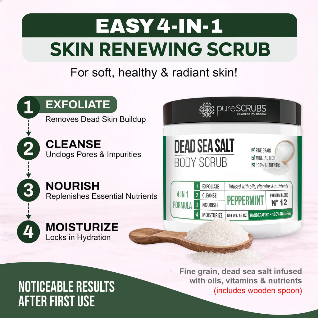 Peppermint Body Scrub / Dead Sea Salt / Premium Blend #12