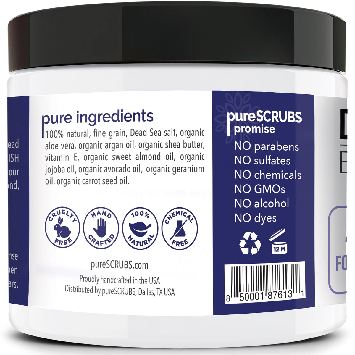 Unscented Body Scrub / Dead Sea Salt / Premium Blend #10