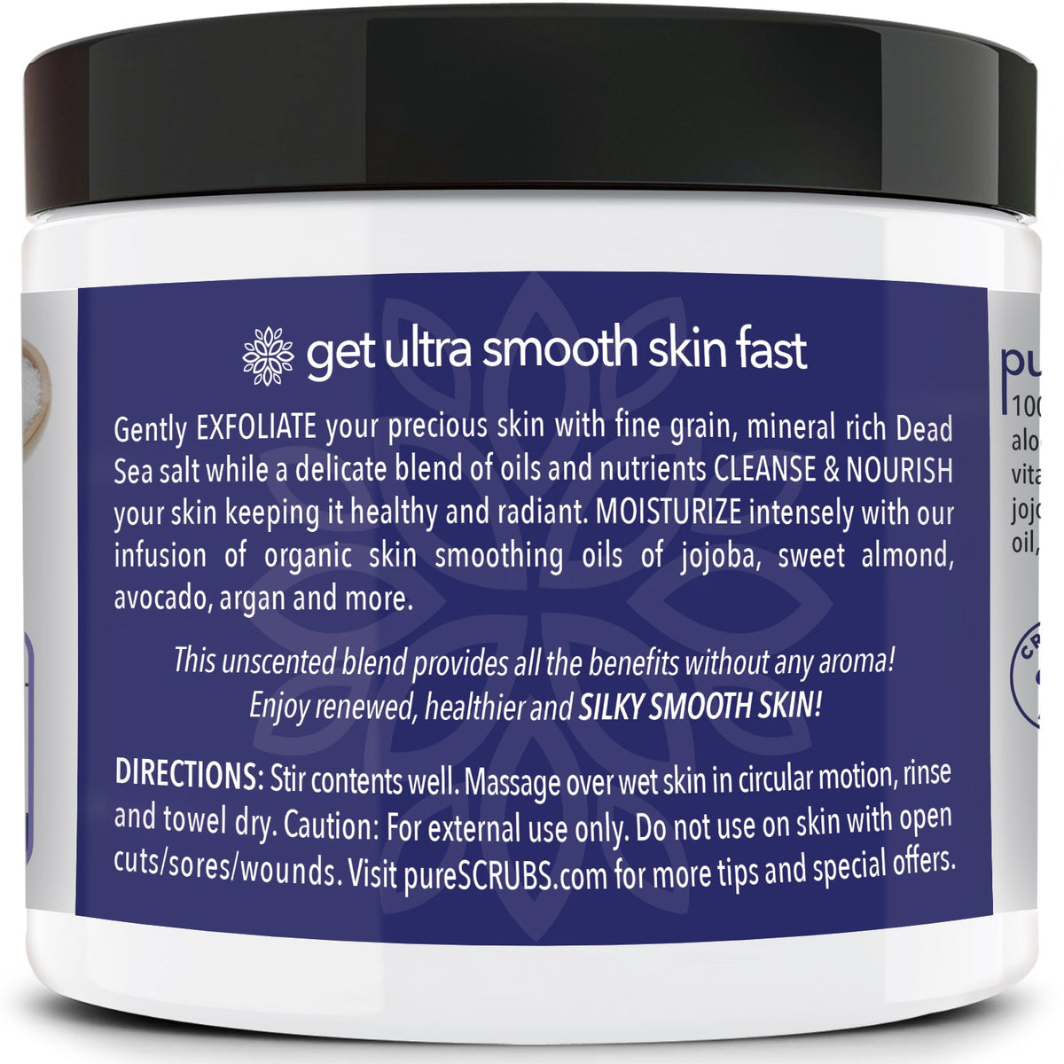Unscented Body Scrub / Dead Sea Salt / Premium Blend #10