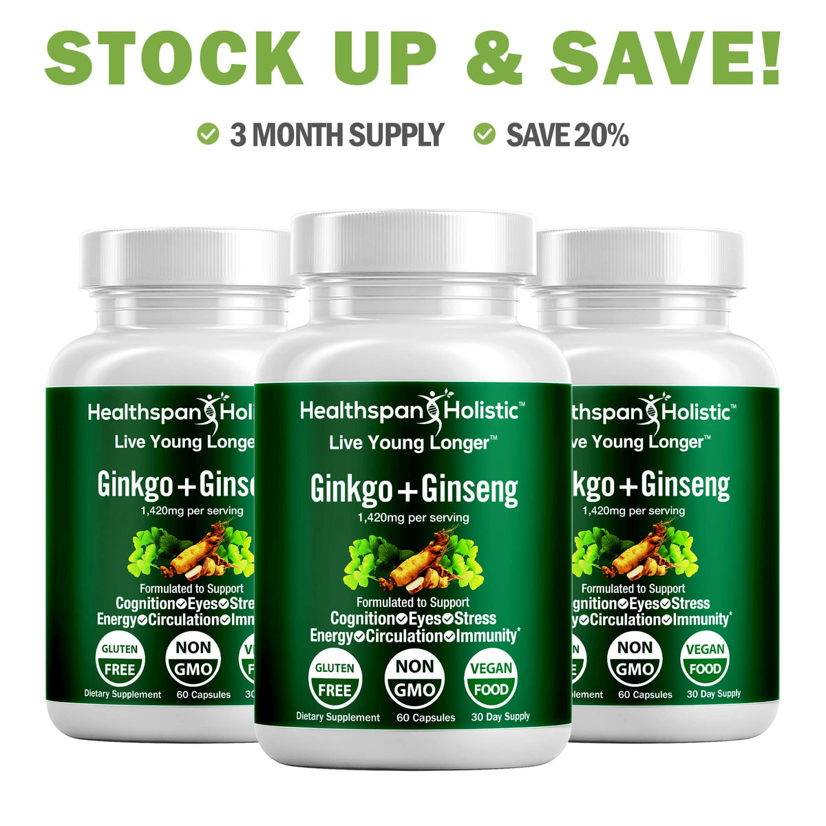 Ginkgo Biloba + Ginseng 60 Capsules