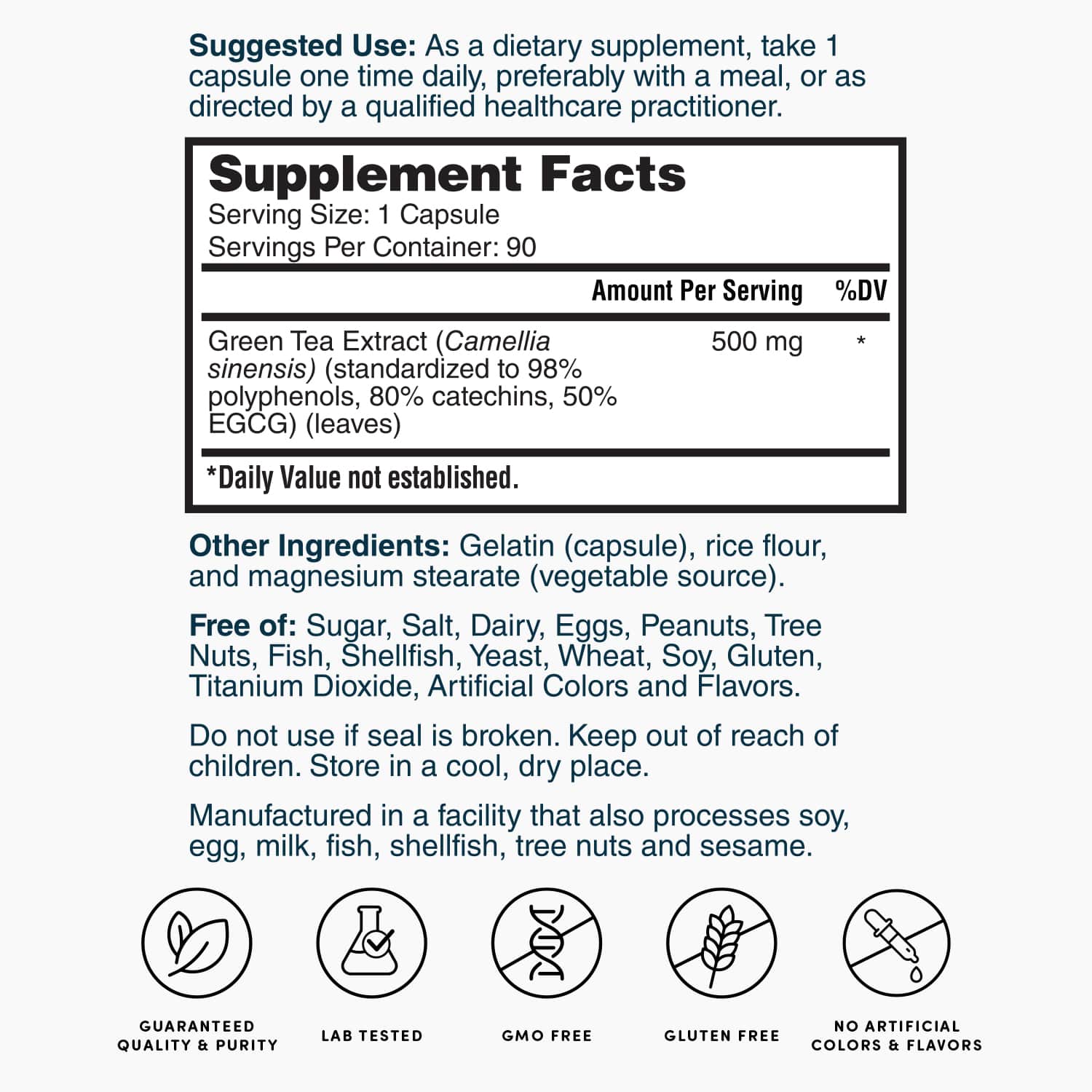 Nature's Lab Green Tea Extract 500 mg - 90 Capsules