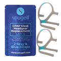 Replacement Straps for AirFit ResMed F20 CPAP Mask (2-Pack) - Blue and Gray - Standard & Large