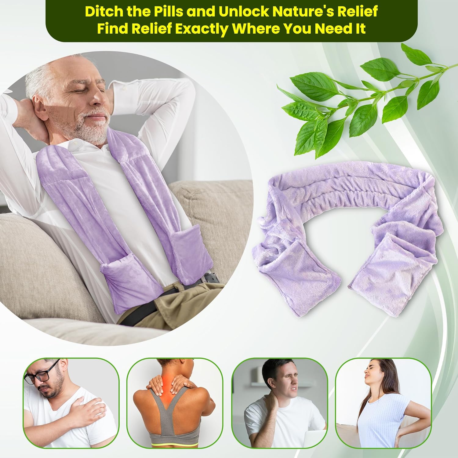 Warming Scarf for Soothing Hot/Cold Aromatherapy, Winter Warm Scarves with Pocket