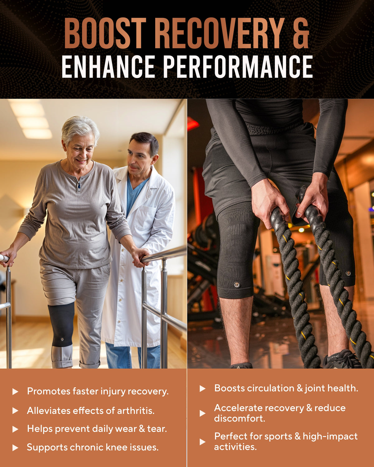 Copper Compression Knee Sleeves (2 Pack)