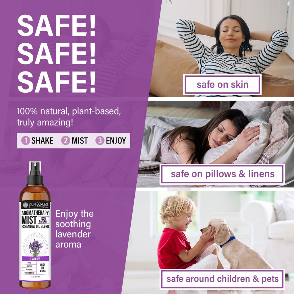 Lavender Aromatherapy Mist - 100% Natural Essential Oil Blend for Room, Body, Linens