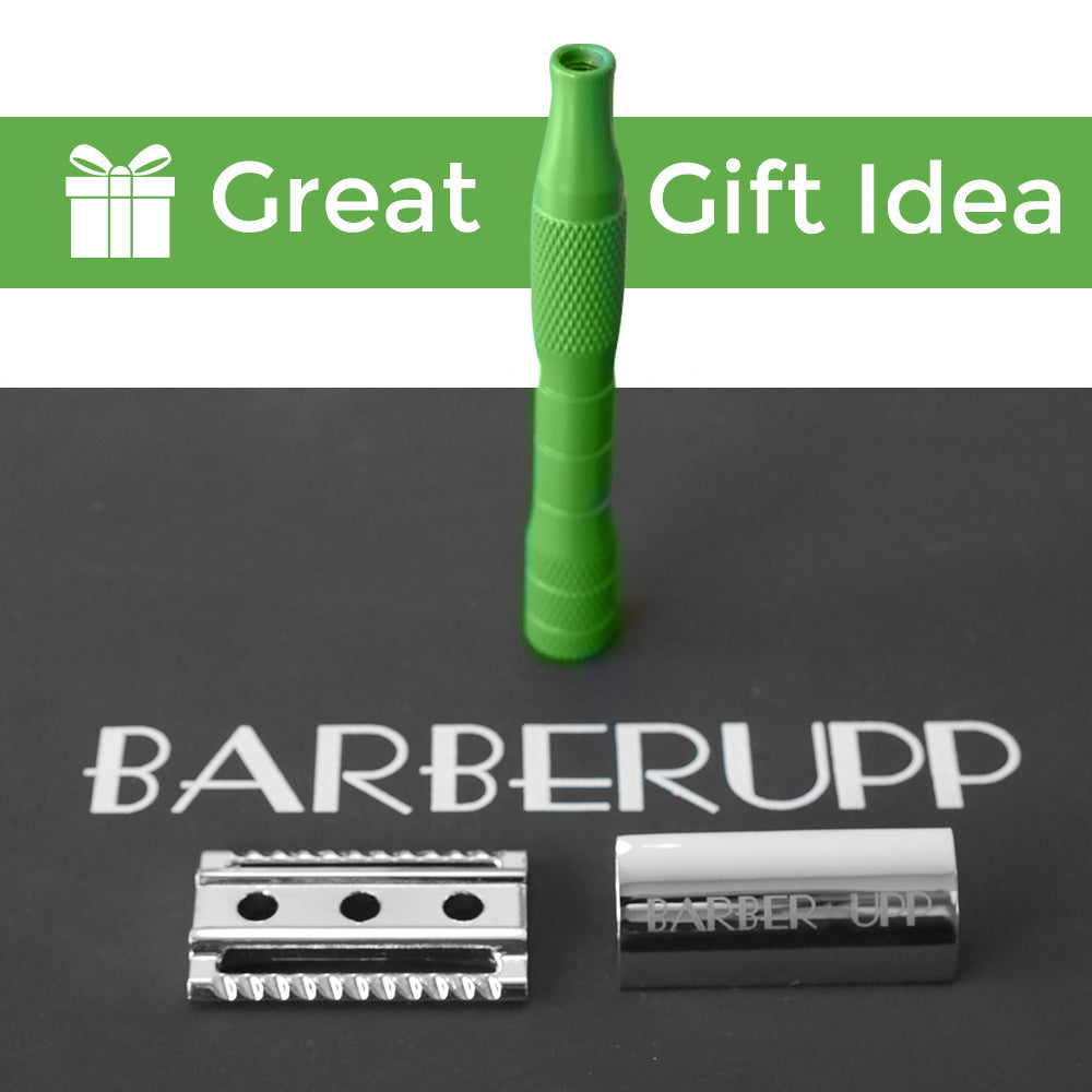 BarberUpp,Razor For Men, Long Handle (Brass) Safety Razor,Free Styptic Sticks,Astra Razor Blades Included, Single Blade Razor Perfect Addition To Your Safety Razor Kit.