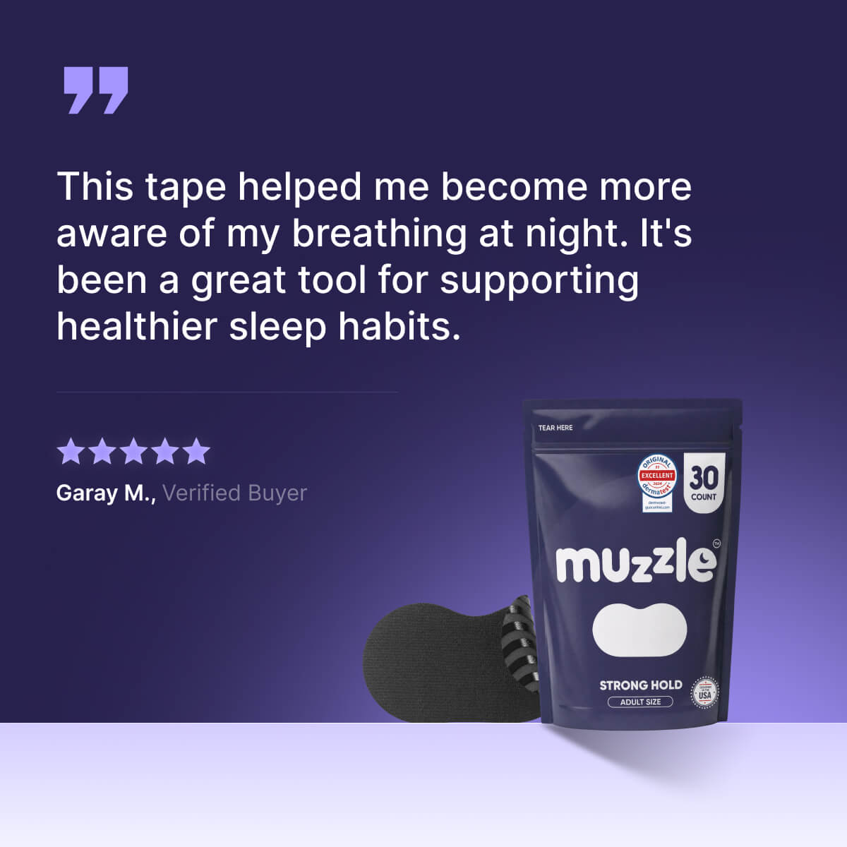 Muzzle® Mouth Tape for Adults (Strong Hold)