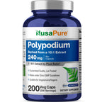 NusaPure Polypodium Leucotomos 10:1 Extract, 240 mg 200 Veggie Capsules (Vegetarian, Non-GMO, Vegan)