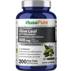 NusaPure Olive Leaf 20% Oleuropein 50:1 Extract, 500 mg 200 Veg Caps Suitable for Vegetarians and Vegans, Non-GMO