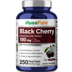 NusaPure Black Cherry Extract 20:1 - Suitable for Vegetarian/Vegan, Non - GMO - 150mg 250 Capsules
