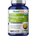 NusaPure Fenugreek Seed 30:1 Extract, 400 mg per Serving, 180 Veggie Capsules – Herbal Supplement – Non-GMO, Vegan