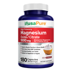 NusaPure Magnesium Oxide 1,000mg per Serving 180 Veggie Caps (Non-GMO, Vegan)