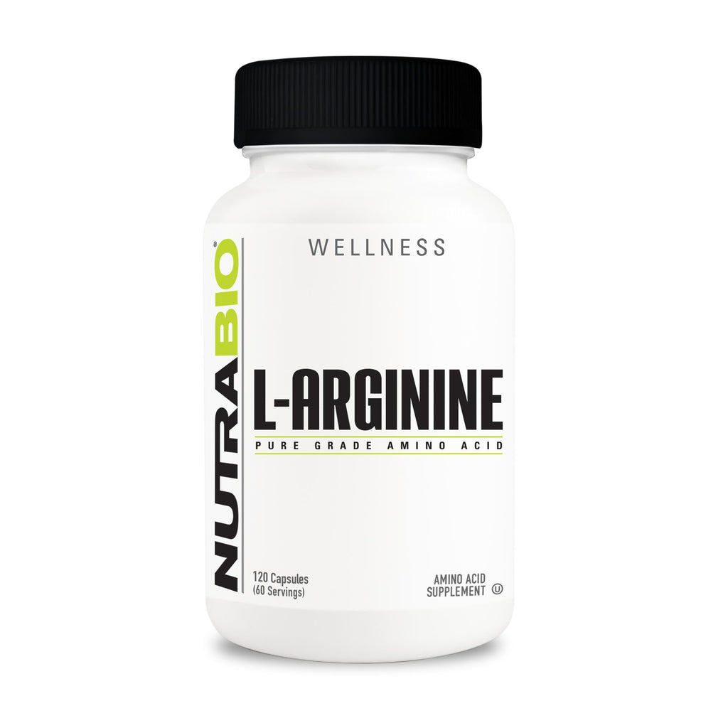 NutraBio L-Arginine - 120 Capsules