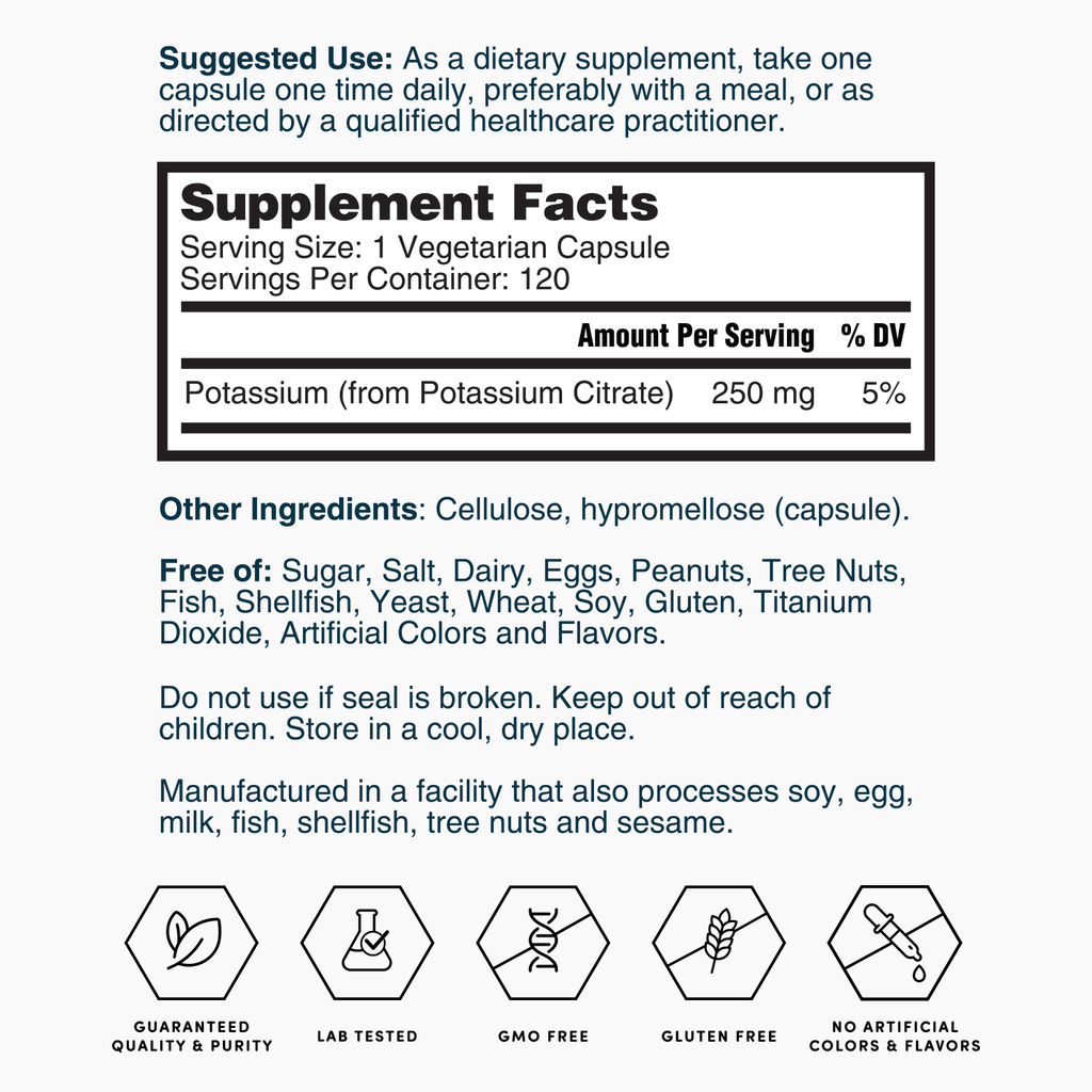 Nature's Lab Gold Potassium Citrate - 120 Capsules