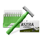 BarberUpp,Razor For Men, Long Handle (Brass) Safety Razor,Free Styptic Sticks,Astra Razor Blades Included, Single Blade Razor Perfect Addition To Your Safety Razor Kit.