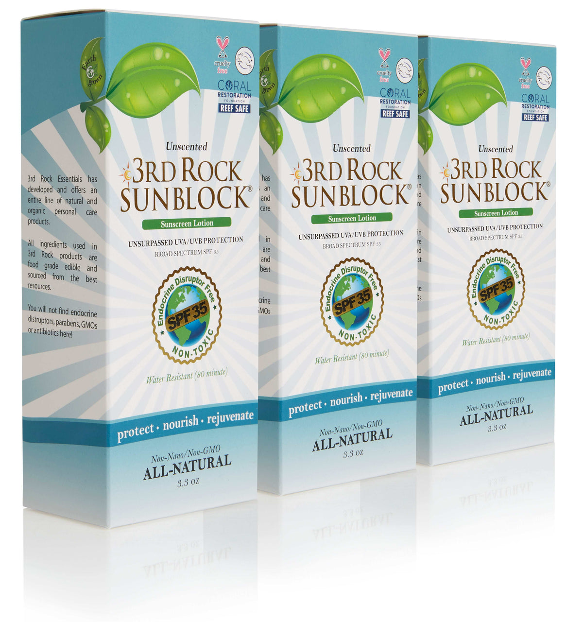 3rd Rock Sunblock® Sunscreen Lotion - Unscented - Zinc Oxide SPF 35