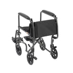 Steel Transport Wheelchair, Fixed Full Arms, 19" Seat