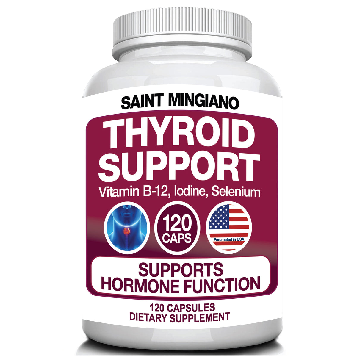Thyroid Support Supplement with Iodine |120 Capsules to Help Body Mass & Improve Energy