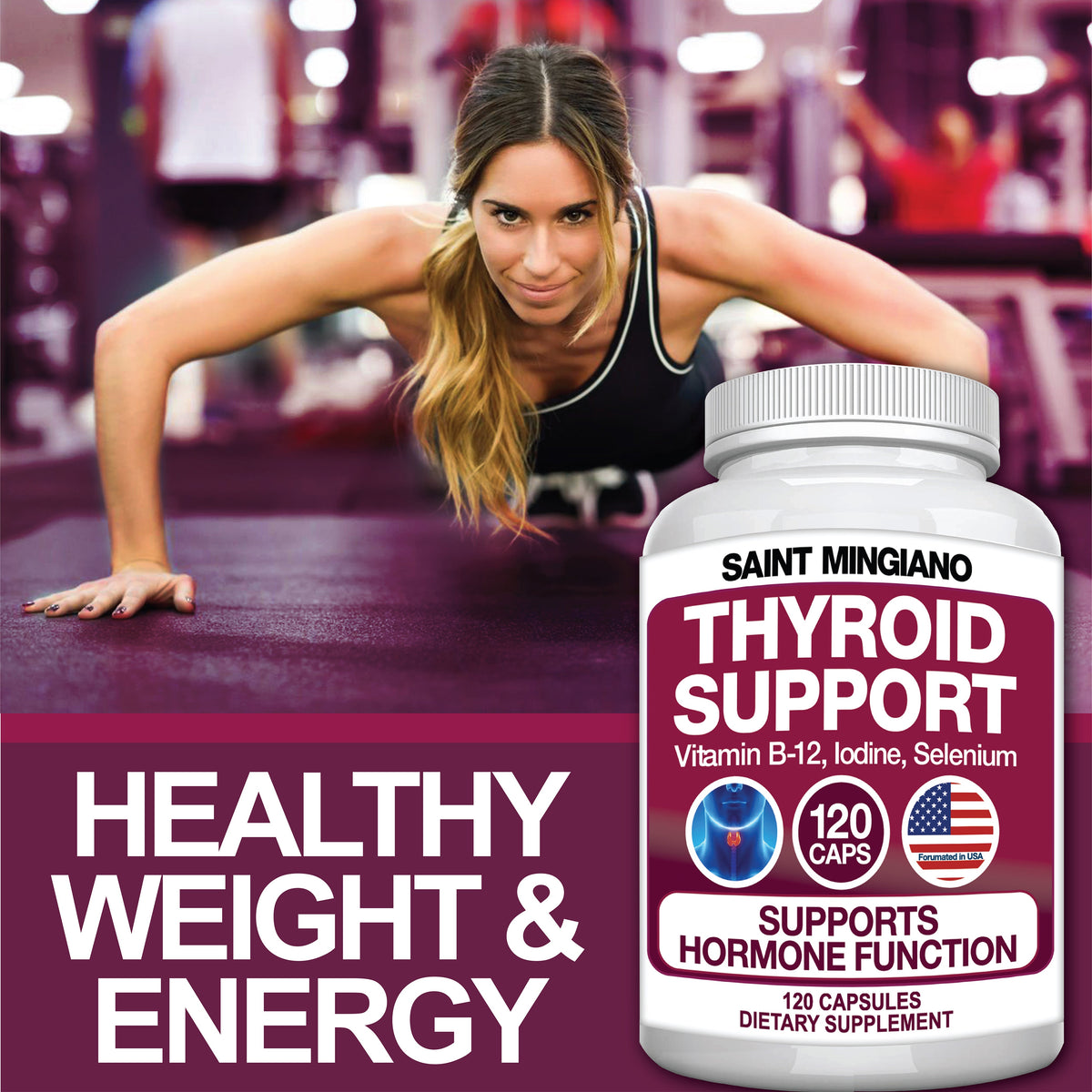 Thyroid Support Supplement with Iodine |120 Capsules to Help Body Mass & Improve Energy