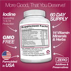Thyroid Support Supplement with Iodine |120 Capsules to Help Body Mass & Improve Energy