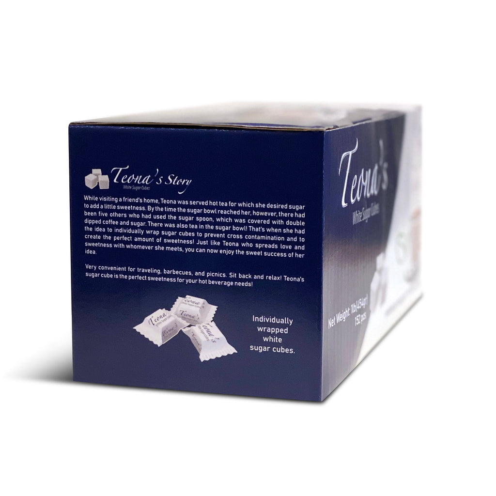 Teona's White Sugar, Individually Wrapped White Sugar Cubes, (152 Cubes) Perfect Sized Sugar Cubes For Tea And Coffee, 1 Pound Box Raw Sugar Cube, Perfect For Entertaining Guest. 100% Beet Root