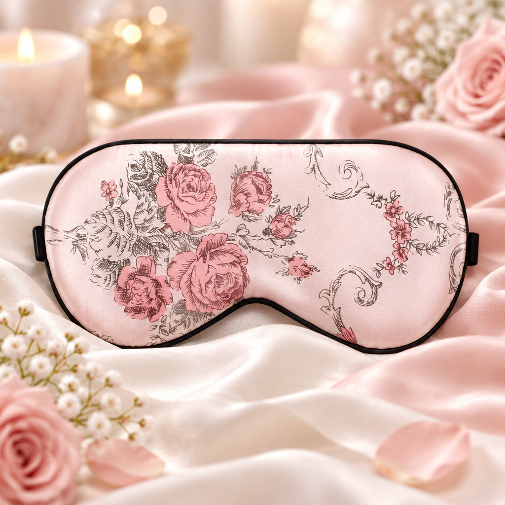 Blue and White Porcelain Mulberry Silk Sleep Mask