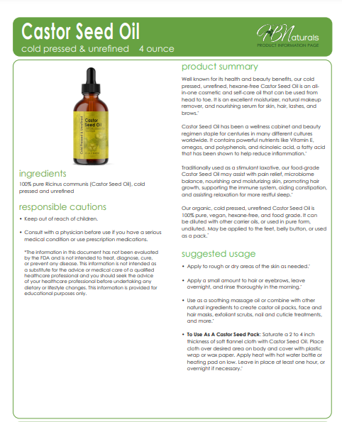 Organic Castor Seed Oil – Cold-Pressed & Hexane-Free
