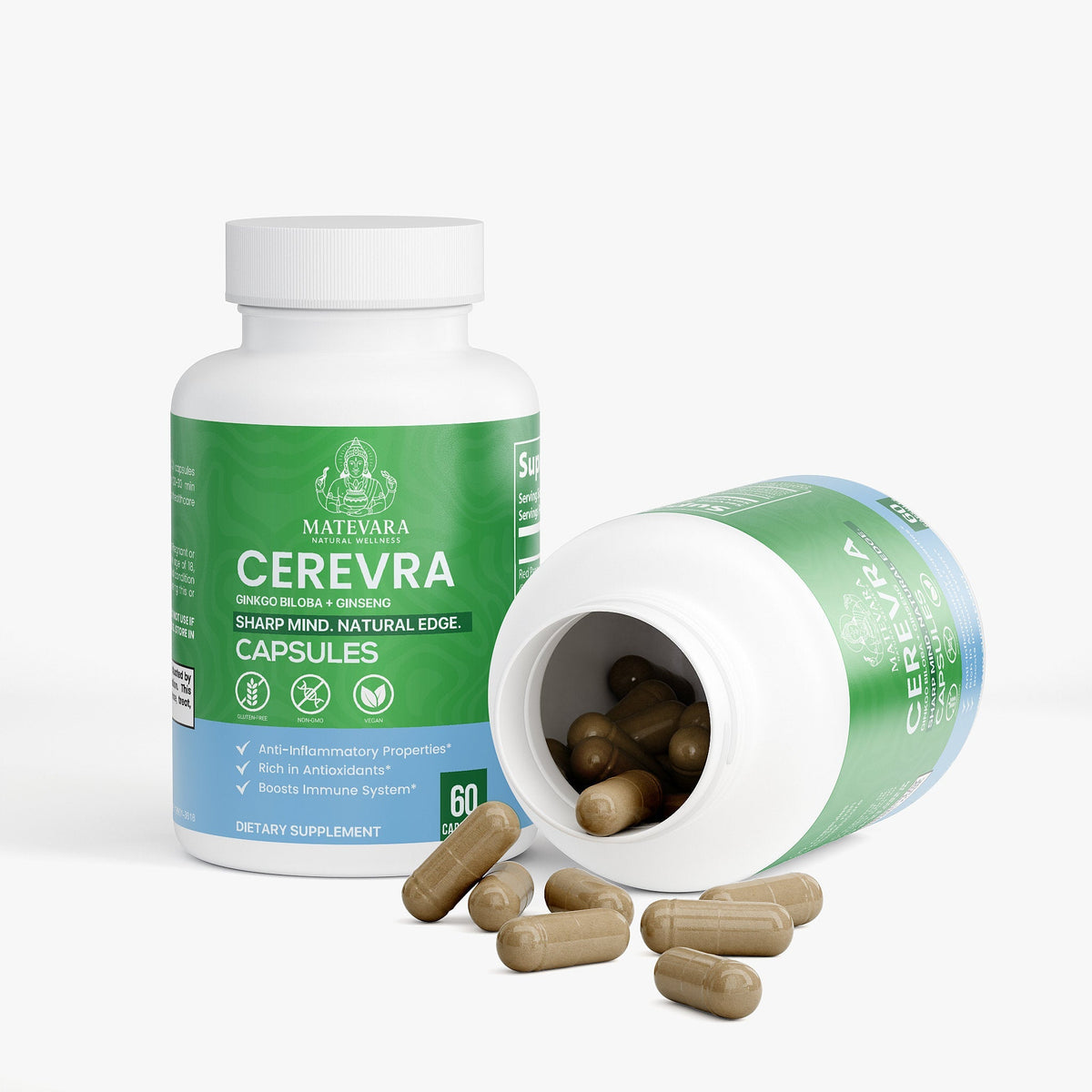 Cerevra Capsules : Ginseng & Ginkgo Biloba | 60 Count