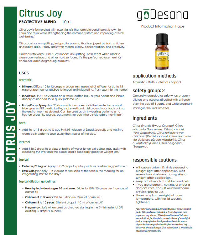 Citrus Joy Blend Essential Oil - Calming, Relaxing, Immune Building