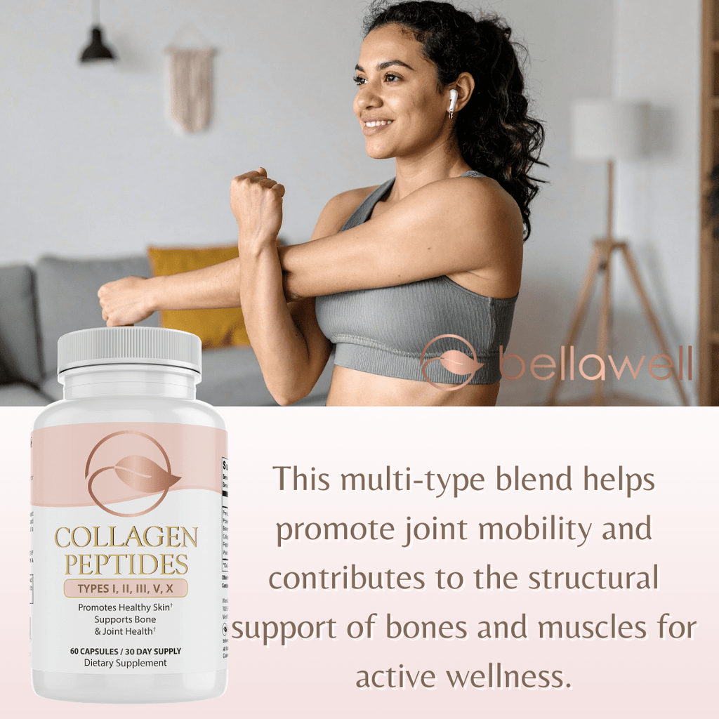Collagen Peptides Types I, II, III, V, X by Bellawell