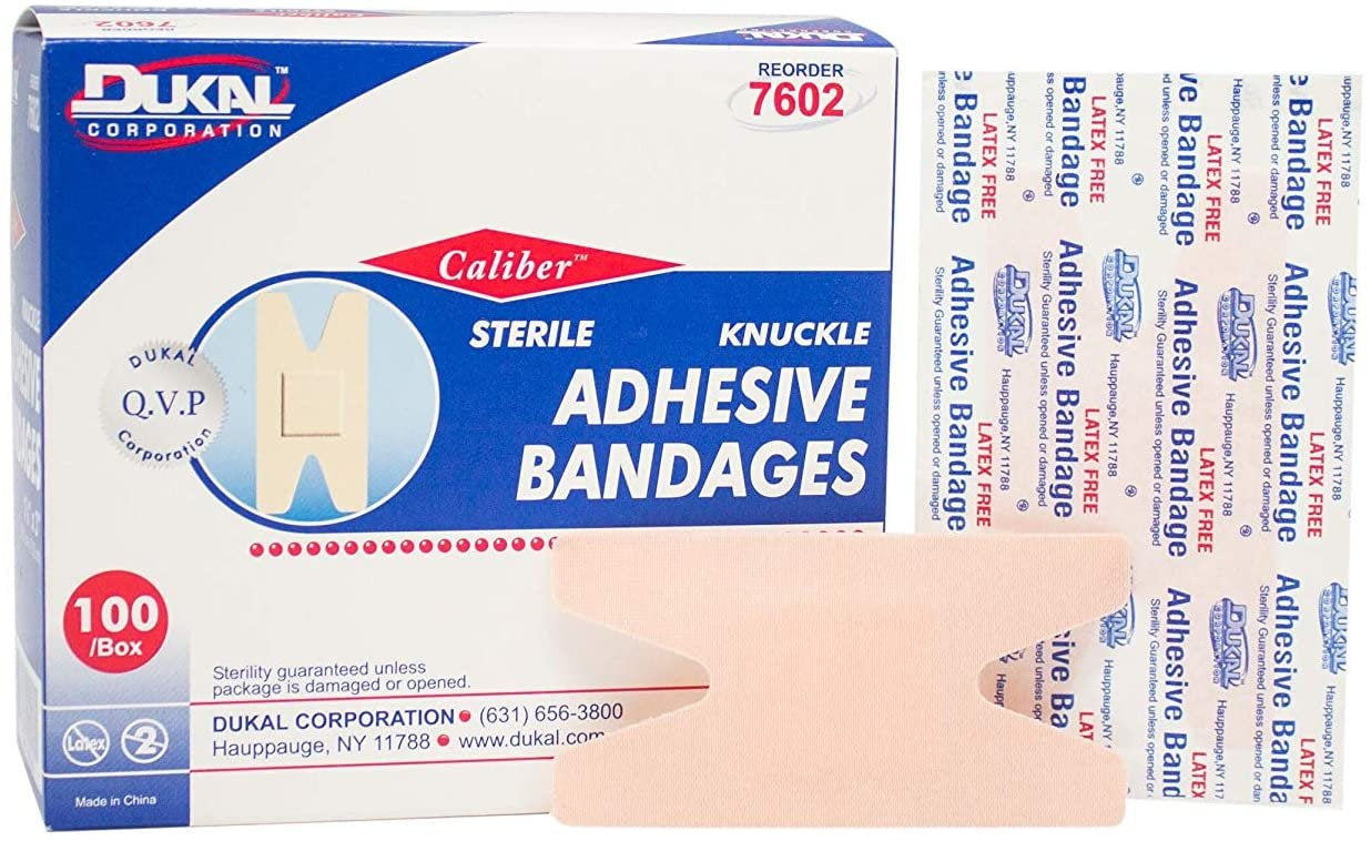 Dukal Adhesive Bandages Pack of 100 Fabric Bandages 15 x 3 for Wound Protection Sterile Knuckle Fabric Bandages Flexible Fabric 