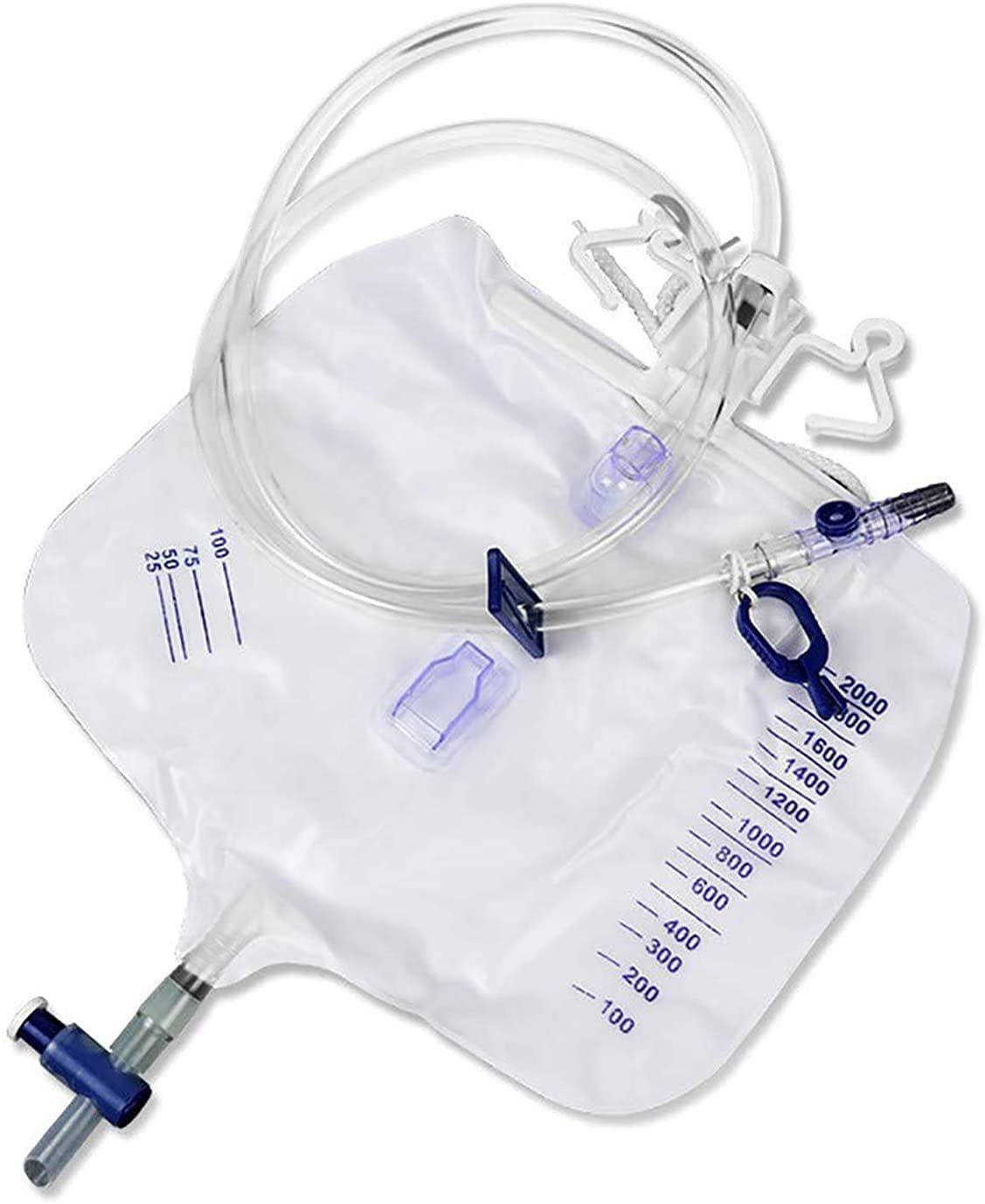 Pack of 60 Urinary Drainage Bags with Anti-Reflux Drip chamber 2000 ml 48 Inch Sterile Drainage Tube Urinary catheter Bags Dispo