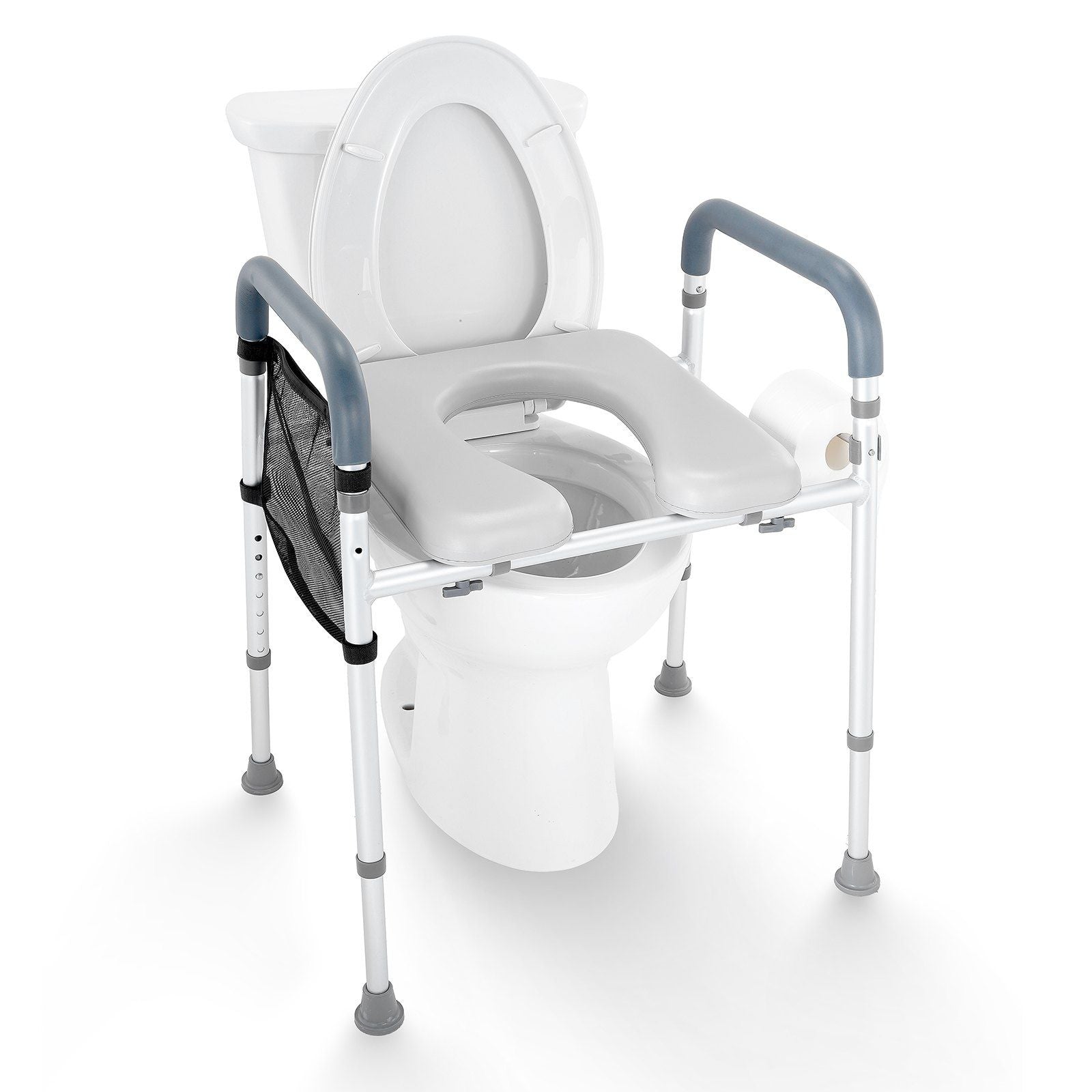 VEVOR Raised Toilet Seat, 7-Position Height Adjustment 19.3 - 25.2, 350lbs Weight Capacity, with Comfort Padded Aluminum Frame, 