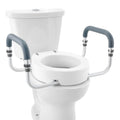 VEVOR Raised Toilet Seat, 3.5 Height Raised, 300 lbs Weight Capacity, for Standard Round Toilet, Aluminum Handrail, with EVA Arm