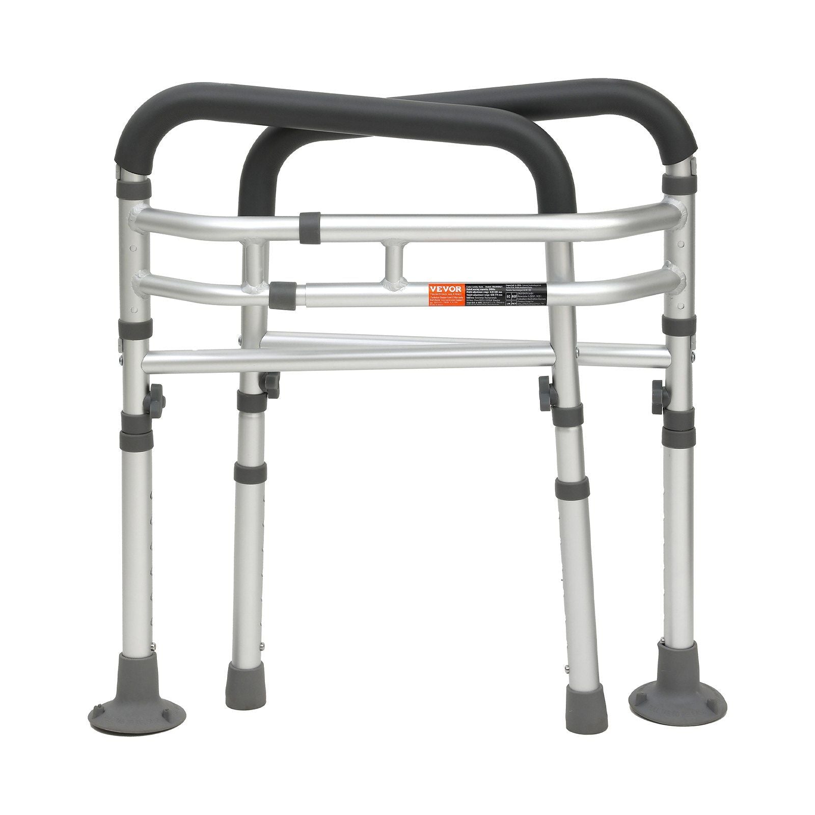 VEVOR Toilet Safety Rail, Folding Toilet Seat Frame, Adjustable Width & Height Fit Most Toilets, Supports 300lbs, Stand Alone To