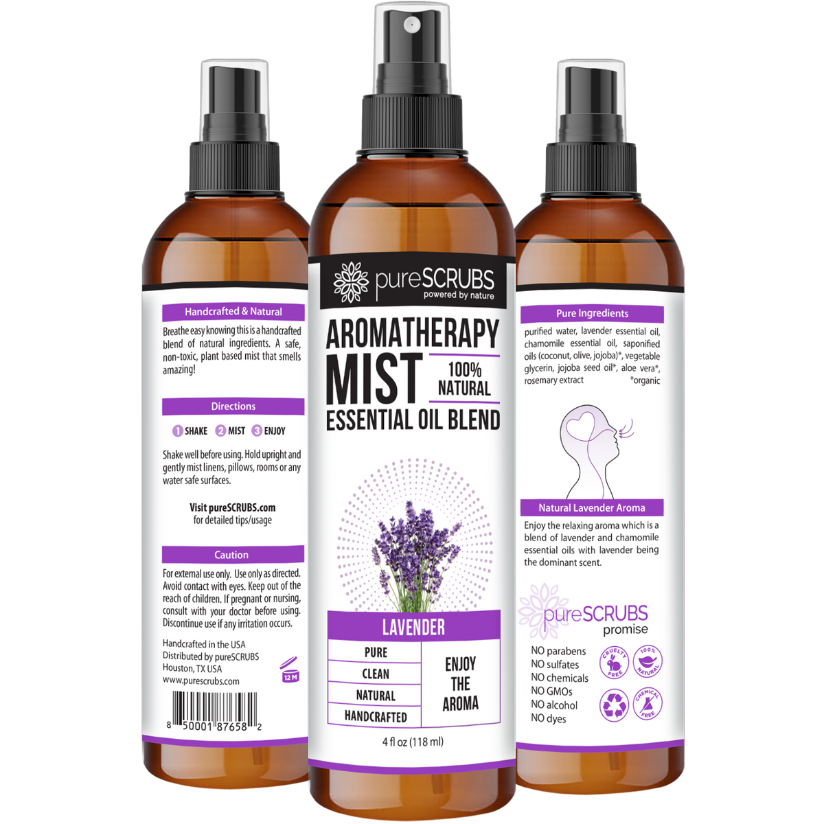 Lavender Aromatherapy Mist - 100% Natural Essential Oil Blend for Room, Body, Linens