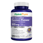 NusaPure Passion Flower 20:1 Extract, 300 mg, 120 Veggie Caps, Non-GMO, Bioperine, Extract Supplement