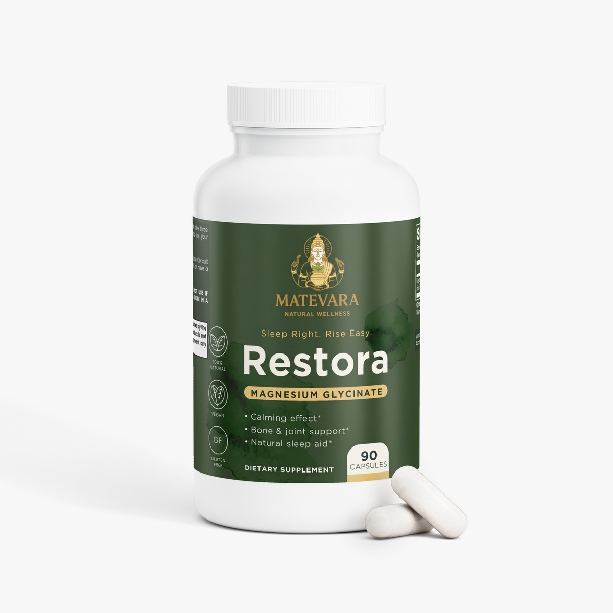 Restora Magnesium Glycinate | 90 Vegetarian Capsules