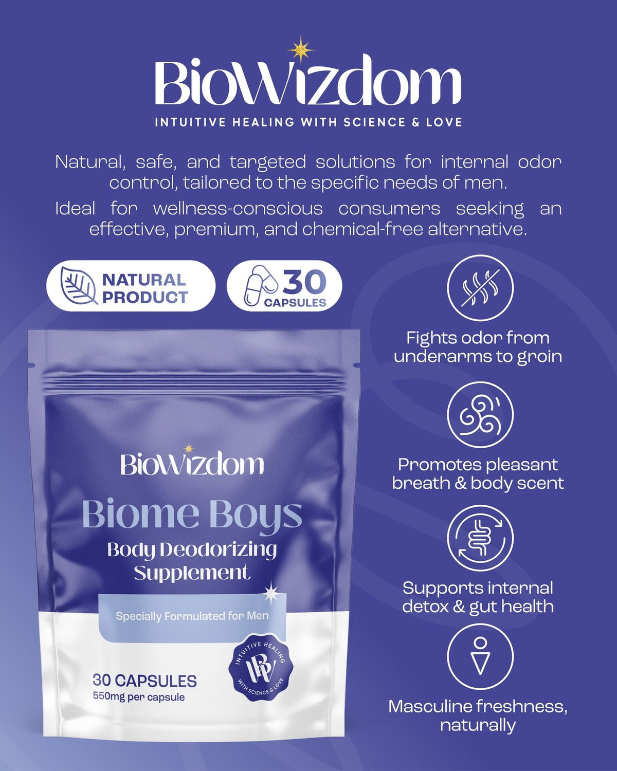BioWizdom Biome Boys Oral Deodorant (30 caps)