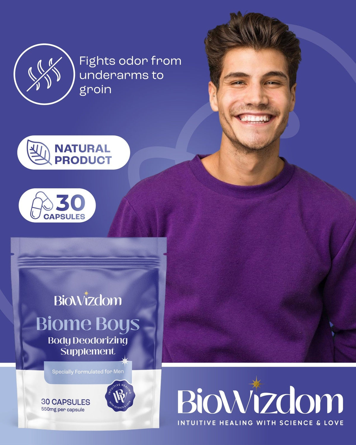 BioWizdom Biome Boys Oral Deodorant (30 caps)