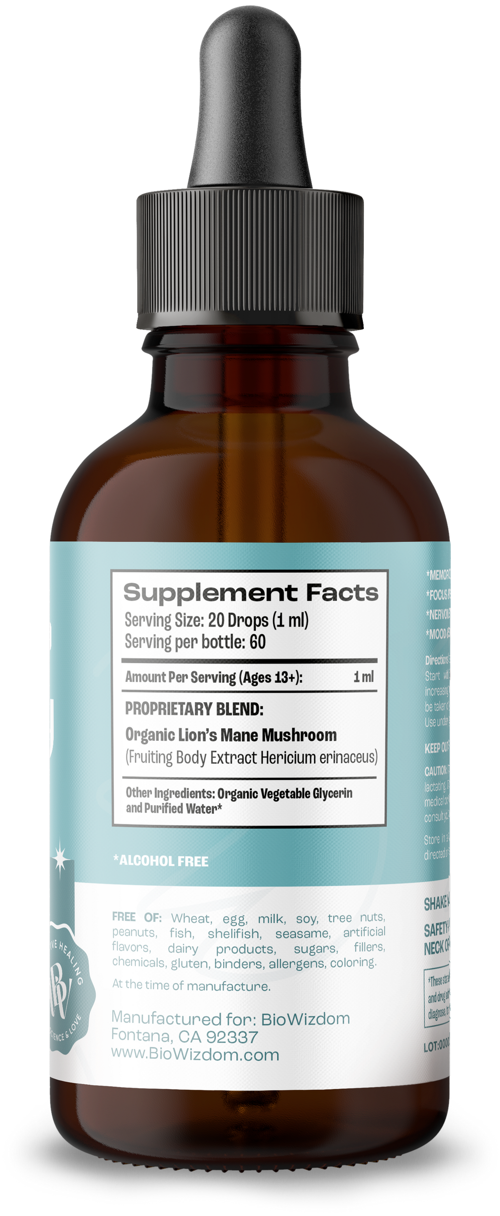 BioWizdom Brainy Mane Tincture 2 oz Bottle
