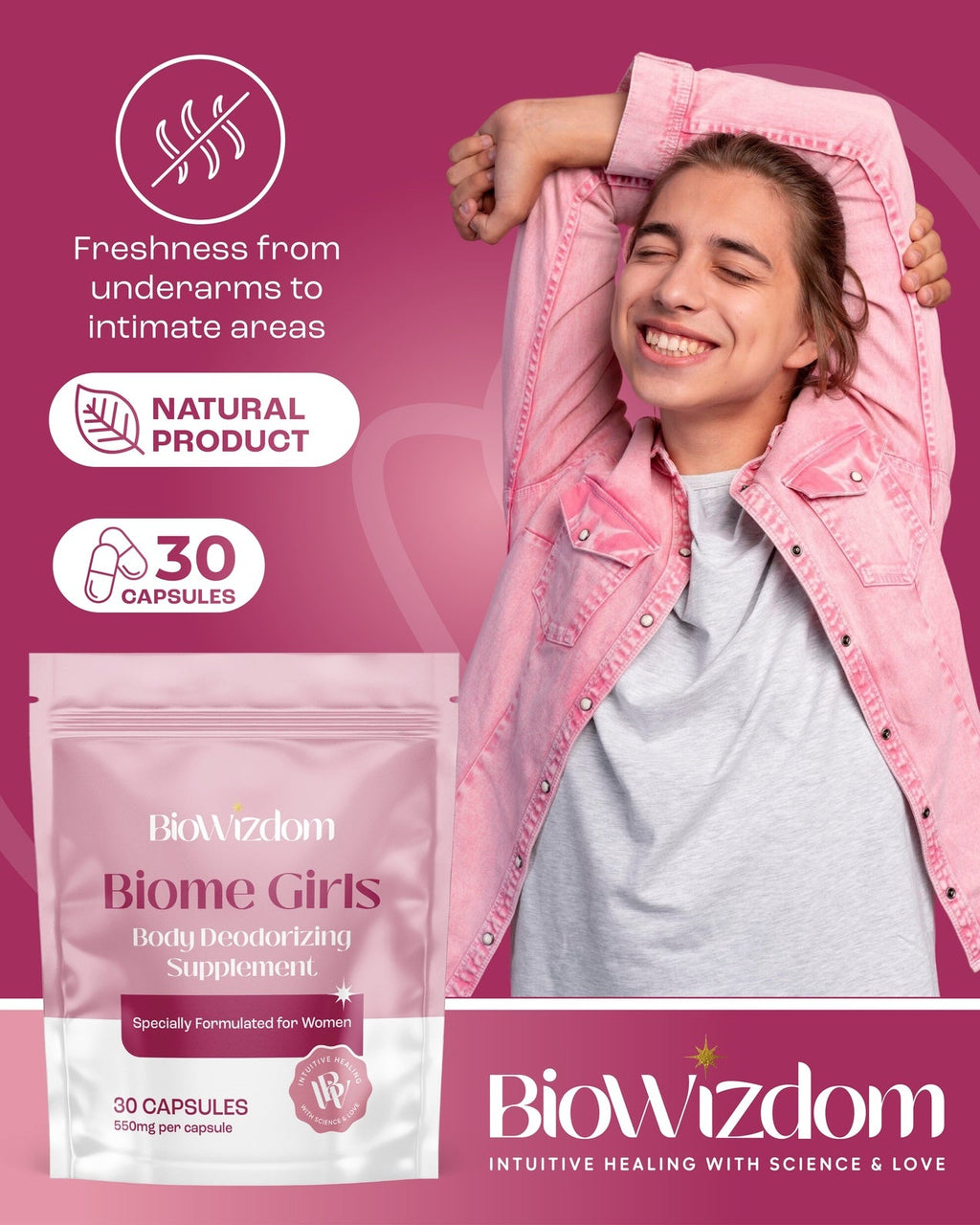 BioWizdom Biome Girls Oral Deodorant (30 caps)