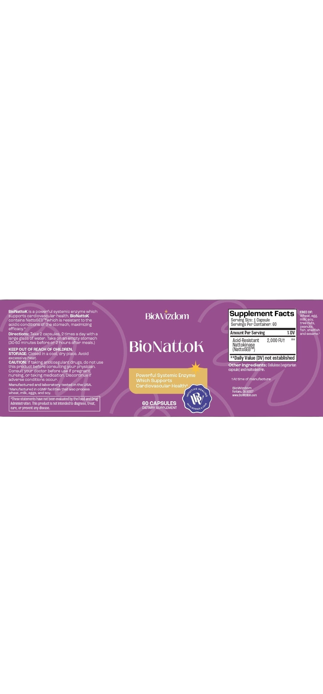 BioNattoK Nattokinase Systemic Enzymes (60 caps)