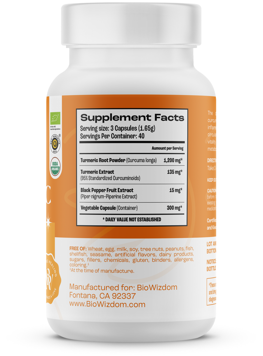 BioWizdom Organic Turmeric (120 caps)