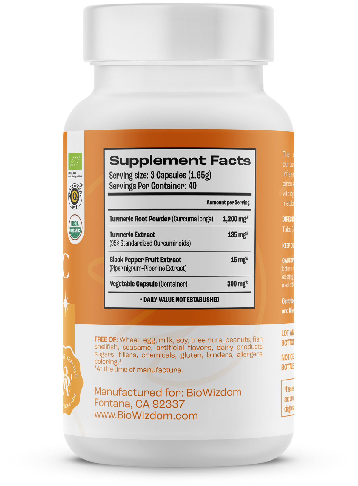 BioWizdom Organic Turmeric (120 caps)