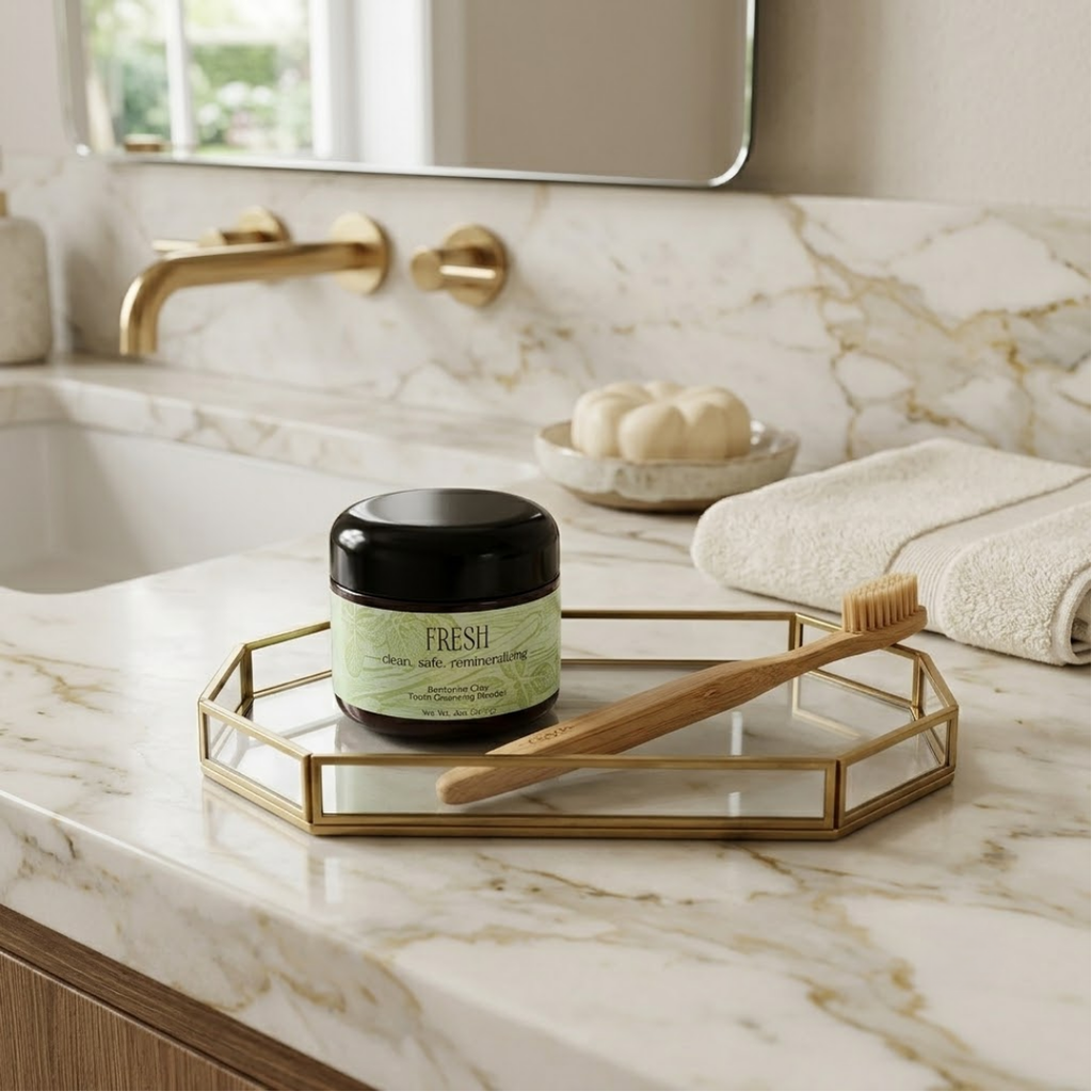 Fresh Calcium Bentonite Clay and Herbal Healing Tooth Powder - Fluoride Free