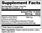 Premium Lion's Mane Mushroom | Vegan Capsules | 60 Count